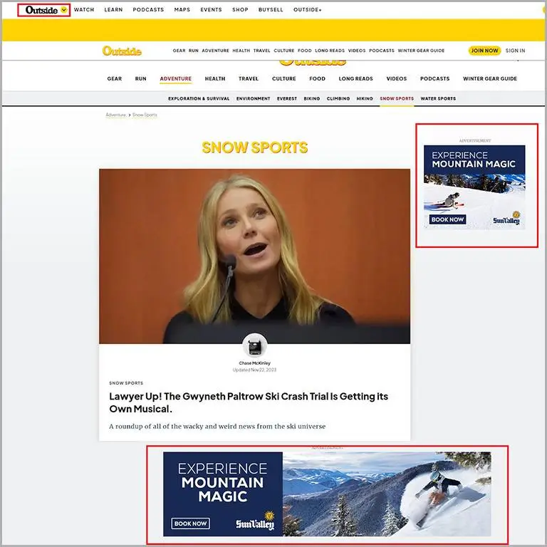 Example of contextual advertising