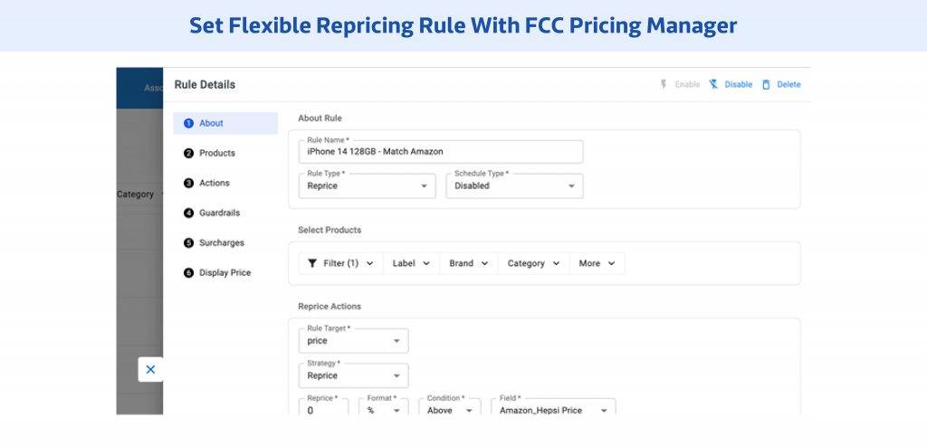 Flexible repricing rule on Flipkart Commerce Cloud